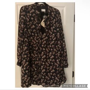 Frank & Oak Black Floral Long Sleeve Dress